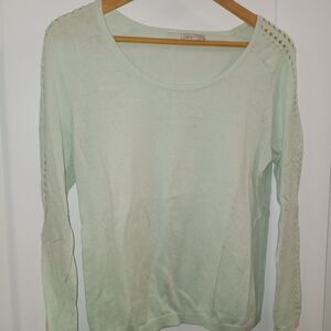 LOFT Women's Light Mint Long-Sleeve Scoop Neck Top